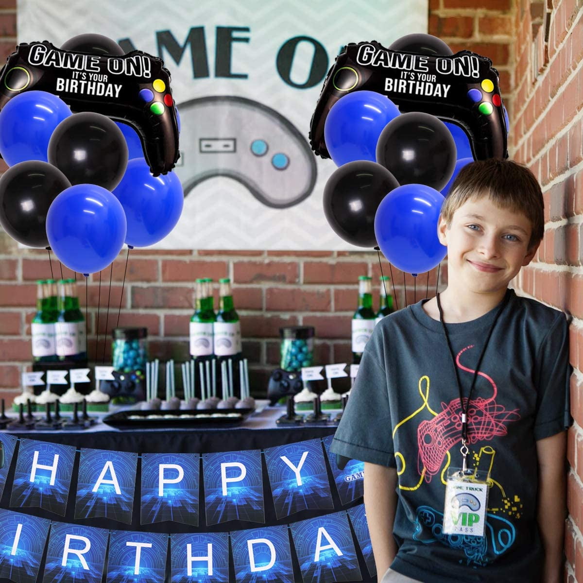 Video Game 10th Birthday Party Decorations for Boys Blue 10 Years Old Happy Birthday Banner Balloons Level up and Game Controller Foil Balloons - Walmart.com